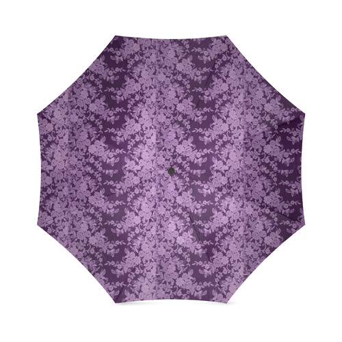 black floral lace pattern Foldable Umbrella (Model U01)
