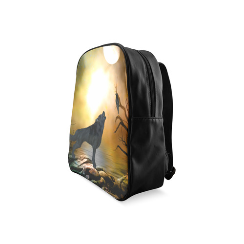 Lonely wolf in the night School Backpack/Large (Model 1601)