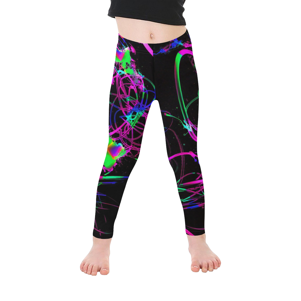abstract Neon Fun 12 by JamColors Kid's Ankle Length Leggings (Model L06)