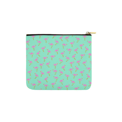 Pink and Green Flamingo Pattern Carry-All Pouch 6''x5''