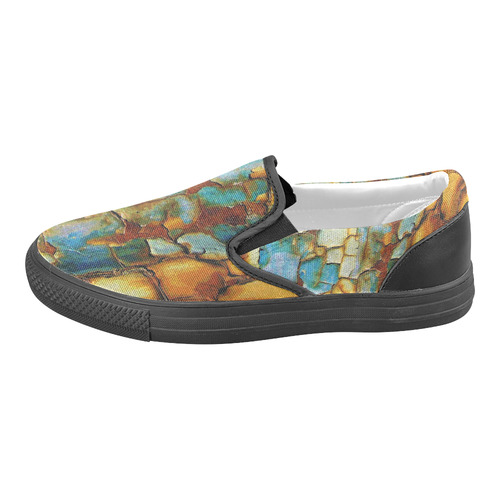 Rusty texture Women's Unusual Slip-on Canvas Shoes (Model 019)