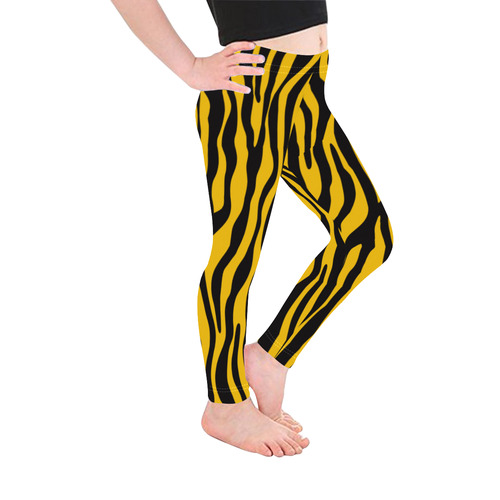 Zebra Stripes Pattern - Black Clear Kid's Ankle Length Leggings (Model L06)