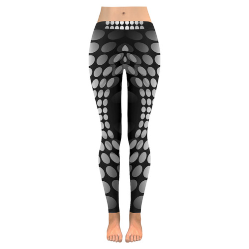 Abstract Dots HOURGLASS black grey white Women's Low Rise Leggings (Invisible Stitch) (Model L05)