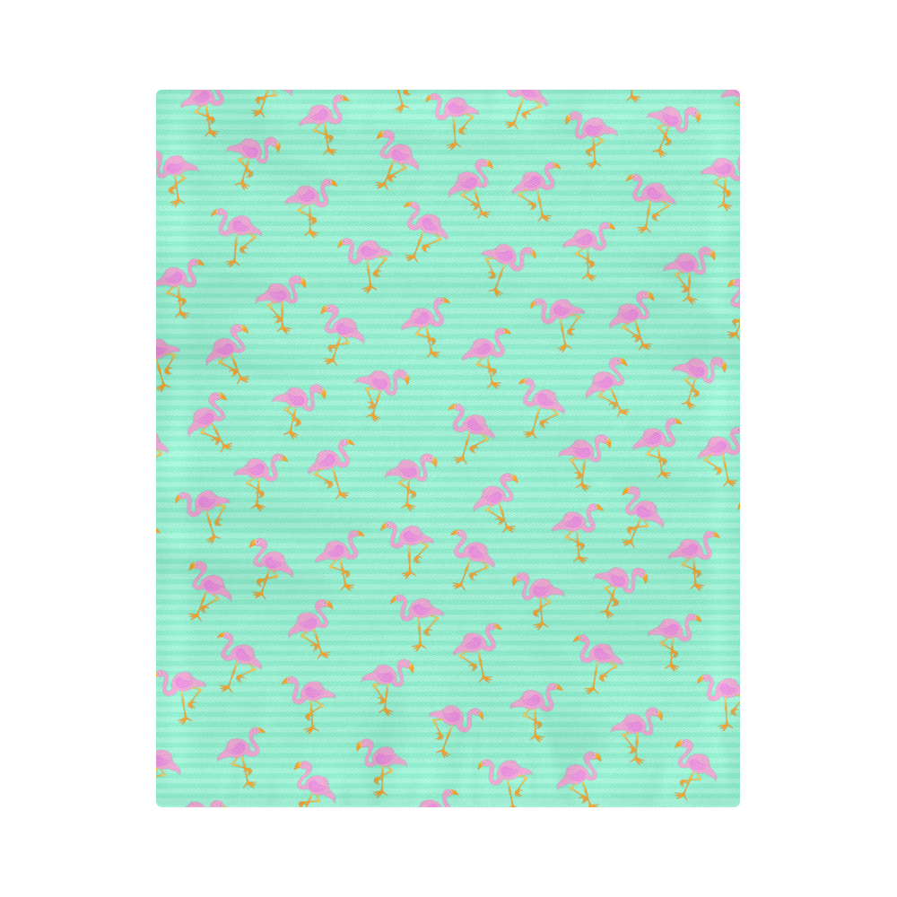 Pink and Green Flamingo Pattern Duvet Cover 86"x70" ( All-over-print)