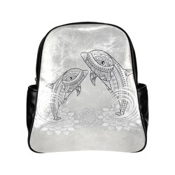 Funny dolphin, mandala design Multi-Pockets Backpack (Model 1636)