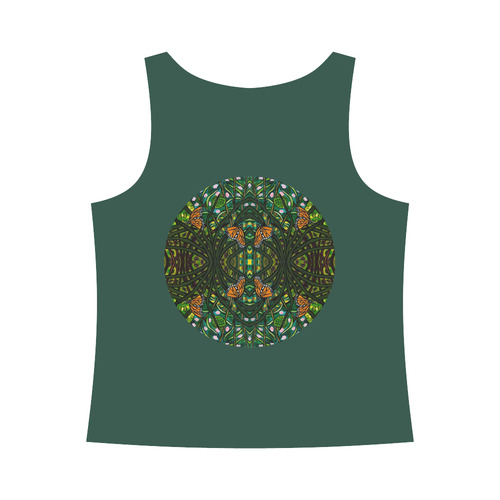 Monarchs on Deep Green All Over Print Tank Top for Women (Model T43)