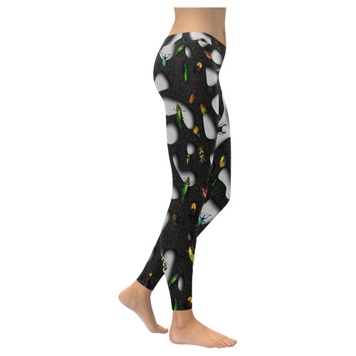 Crawking Bugs - Squiggly Loops Cut Women's Low Rise Leggings (Invisible Stitch) (Model L05)
