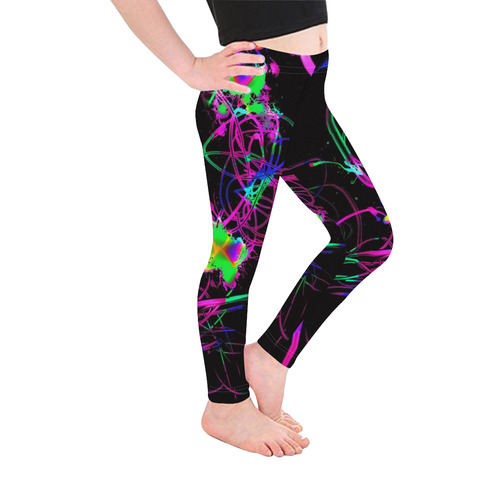 abstract Neon Fun 12 by JamColors Kid's Ankle Length Leggings (Model L06)