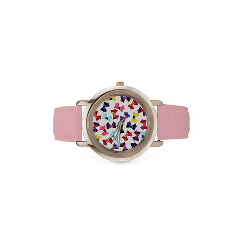 Sailor moon pattern Women's Rose Gold Leather Strap Watch(Model 201)