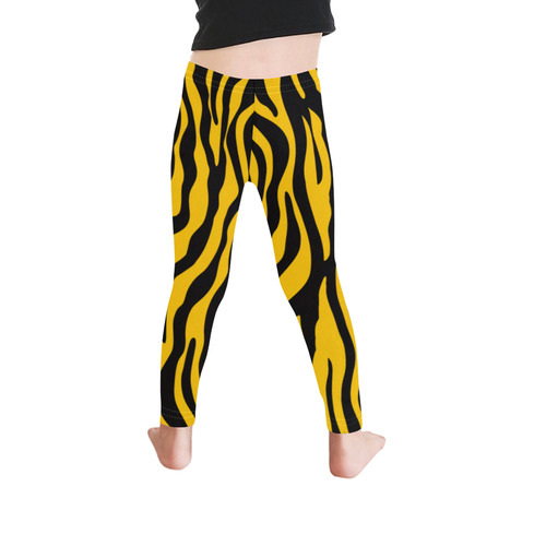 Zebra Stripes Pattern - Black Clear Kid's Ankle Length Leggings (Model L06)