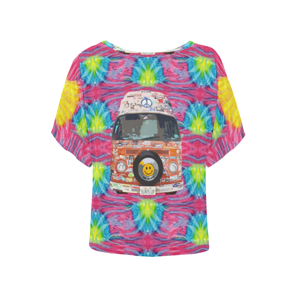 Groovy Hippie Van Women's Batwing-Sleeved Blouse T shirt (Model T44)