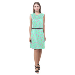 Pink and Green Flamingo Pattern Eos Women's Sleeveless Dress (Model D01)