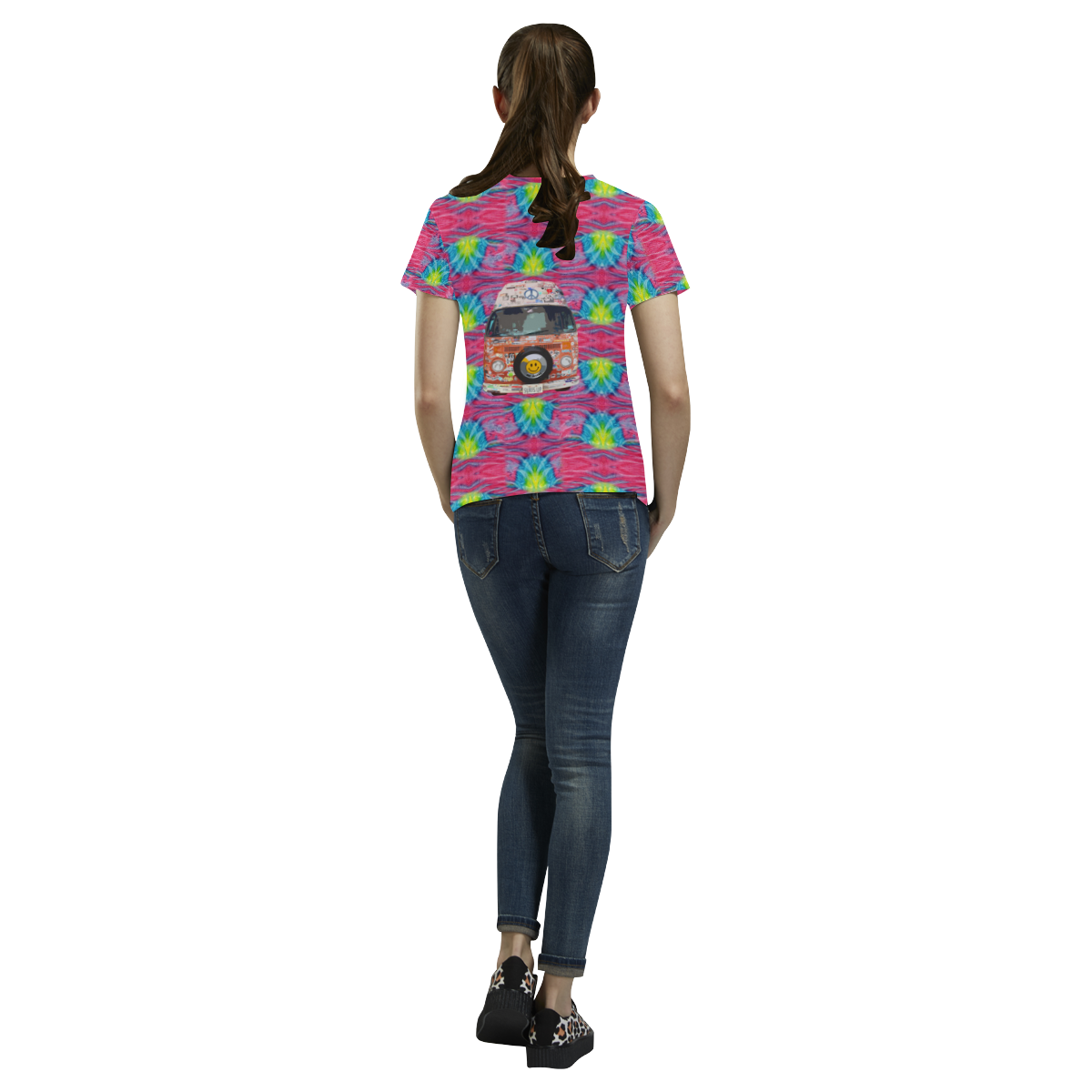 Groovy Hippie Van All Over Print T-Shirt for Women (USA Size) (Model T40)