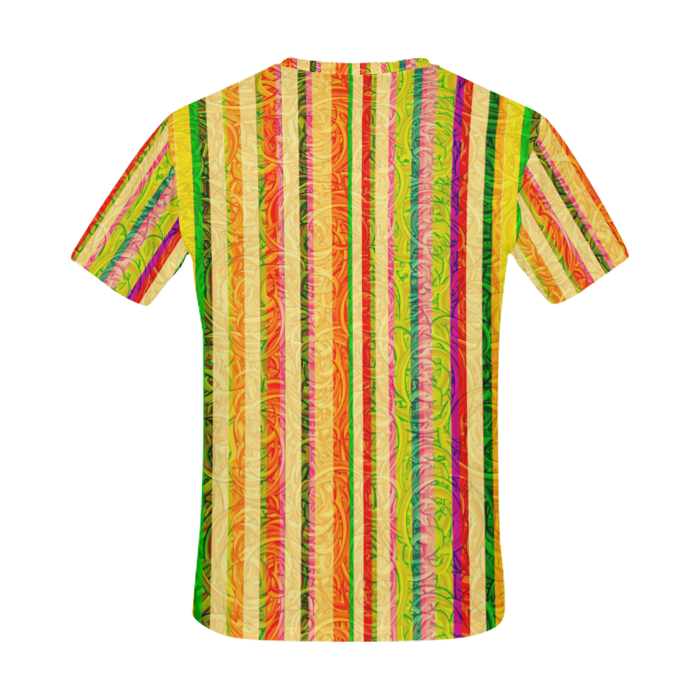 Colorful Stripes on Curls Pattern All Over Print T-Shirt for Men (USA Size) (Model T40)