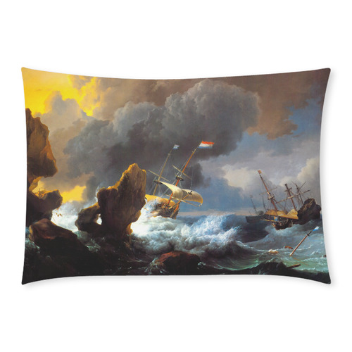 Ships in Distress off a Rocky Coast Custom Rectangle Pillow Case 20x30 (One Side)