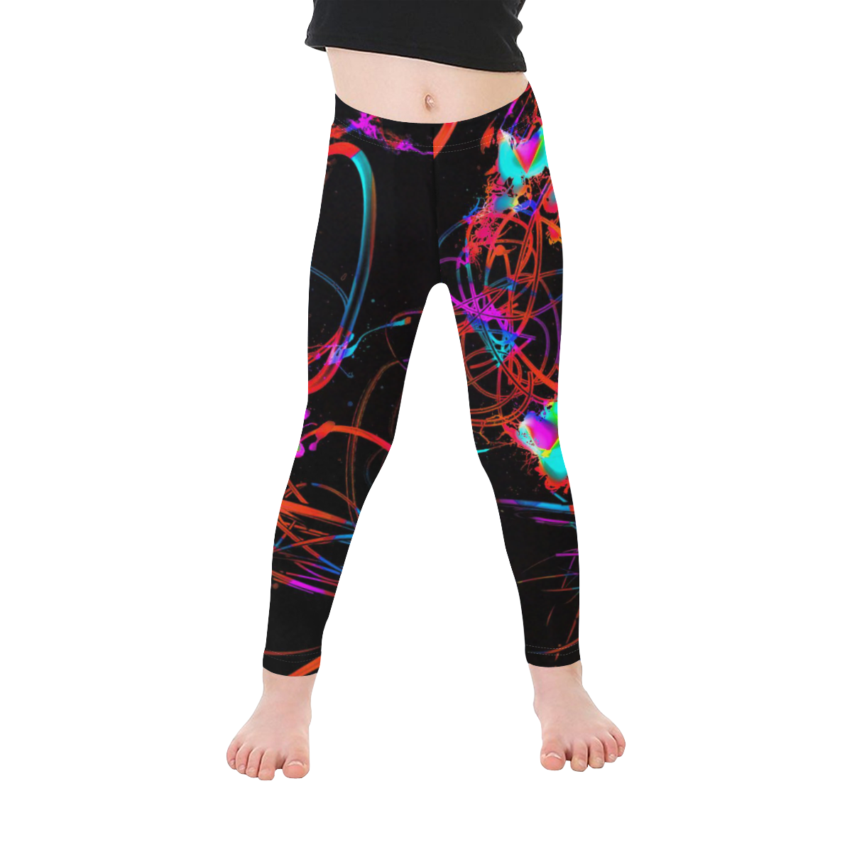 abstract Neon Fun 13 by JamColors Kid's Ankle Length Leggings (Model L06)