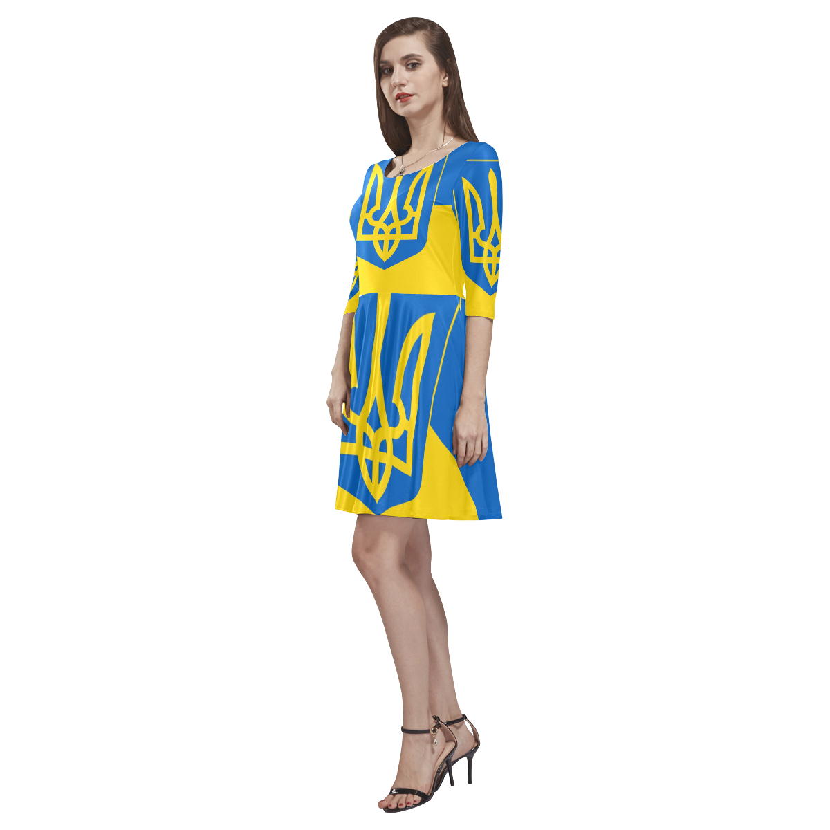 UKRAINE Tethys Half-Sleeve Skater Dress(Model D20)