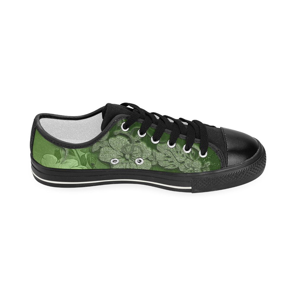 Wonderful green floral design Women's Classic Canvas Shoes (Model 018)