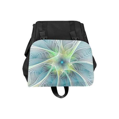 Floral Fantasy Abstract Blue Green Fractal Flower Casual Shoulders Backpack (Model 1623)