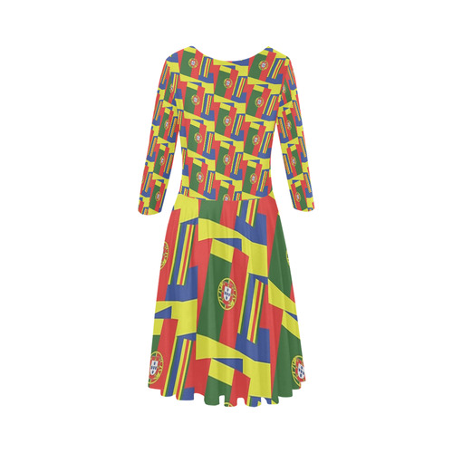 PORTUGAL (ABSTRACT) 2 Elbow Sleeve Ice Skater Dress (D20)