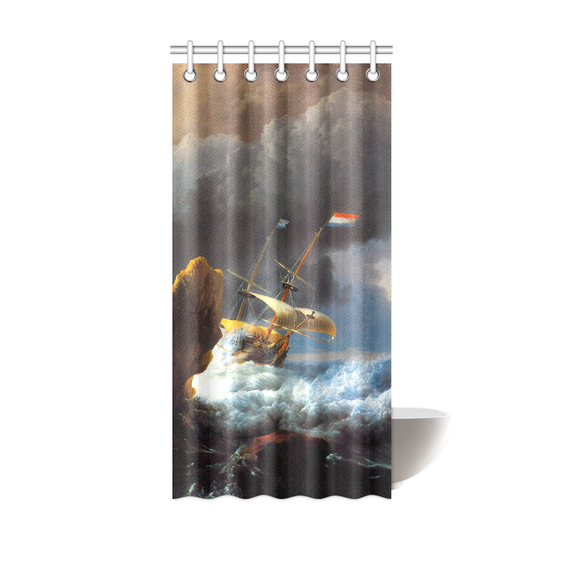 Ships in Distress off a Rocky Coast Shower Curtain 36"x72"