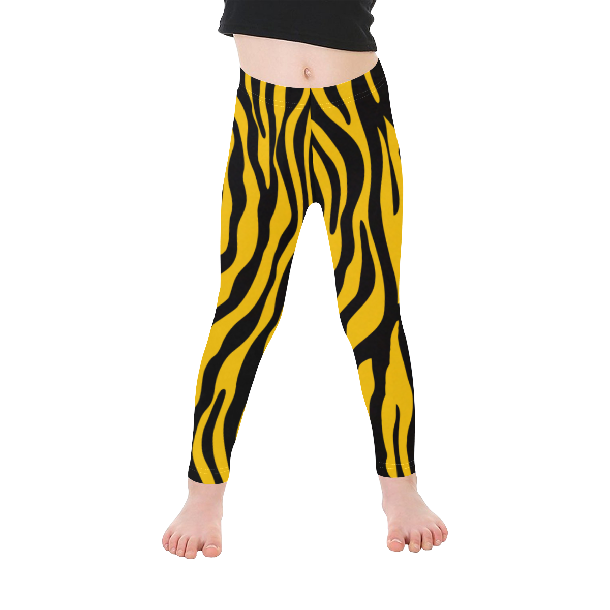 Zebra Stripes Pattern - Black Clear Kid's Ankle Length Leggings (Model L06)