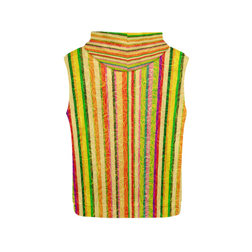 Colorful Stripes on Curls Pattern All Over Print Sleeveless Hoodie for Women (Model H15)