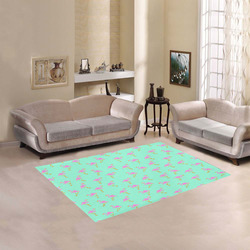Pink and Green Flamingo Pattern Area Rug 5'3''x4'
