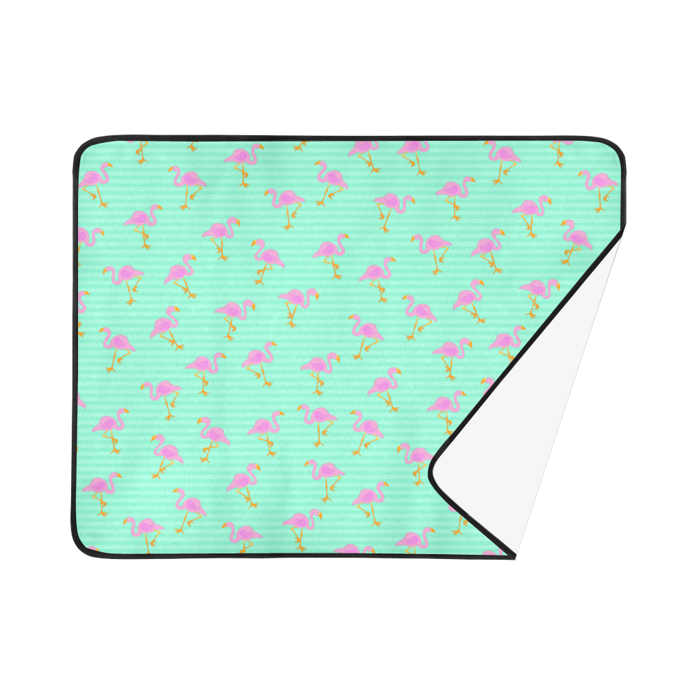 Pink and Green Flamingo Pattern Beach Mat 78"x 60"