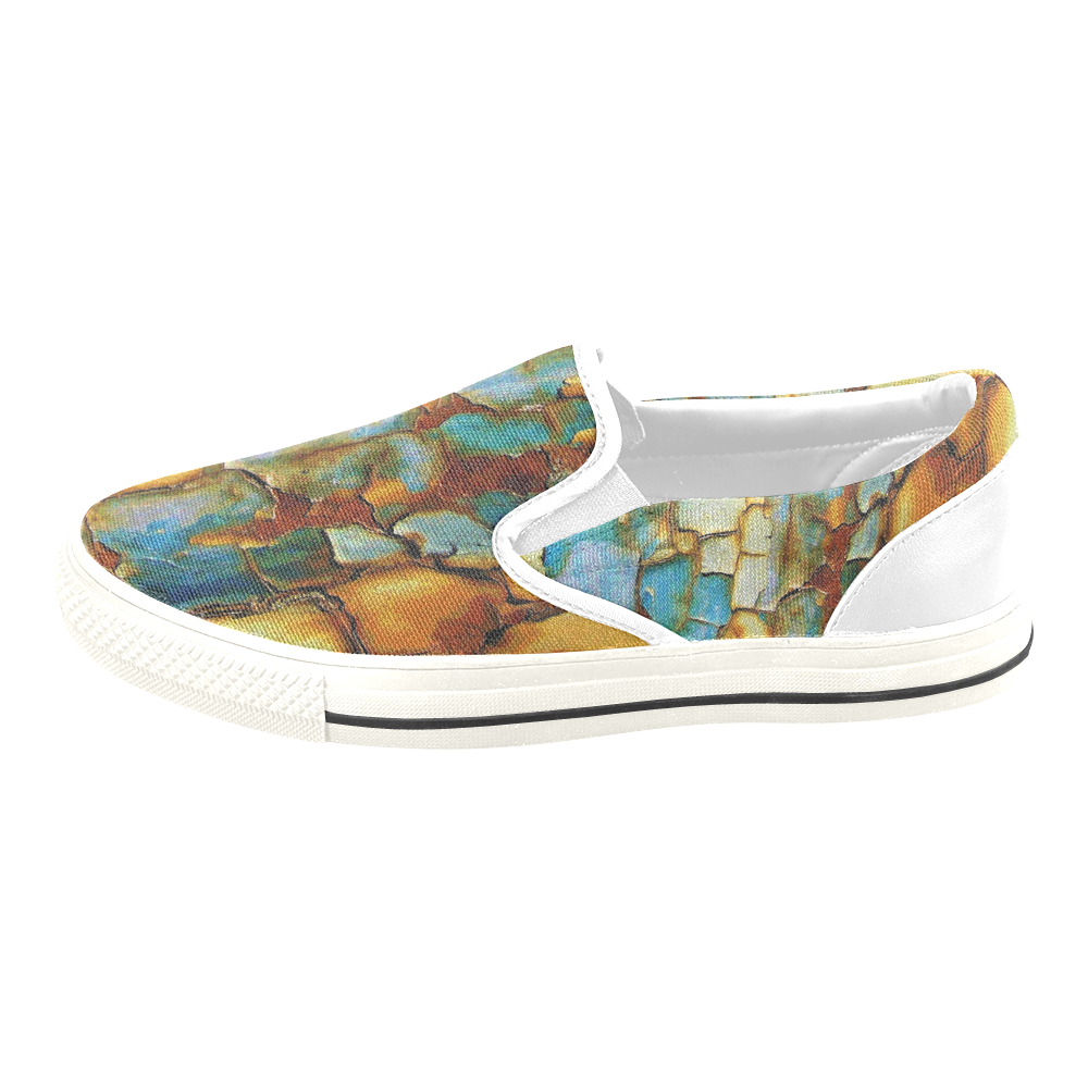 Rusty texture Slip-on Canvas Shoes for Kid (Model 019)