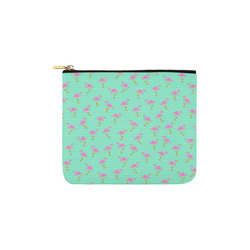 Pink and Green Flamingo Pattern Carry-All Pouch 6''x5''