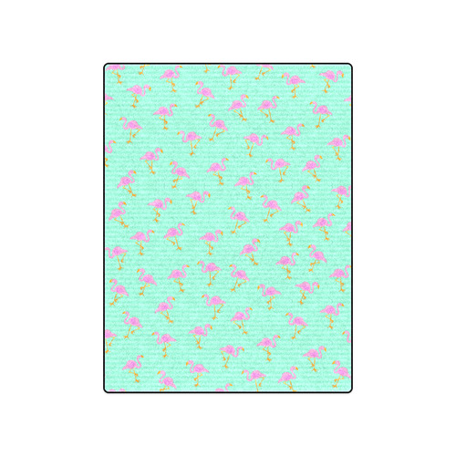 Pink and Green Flamingo Pattern Blanket 50"x60"