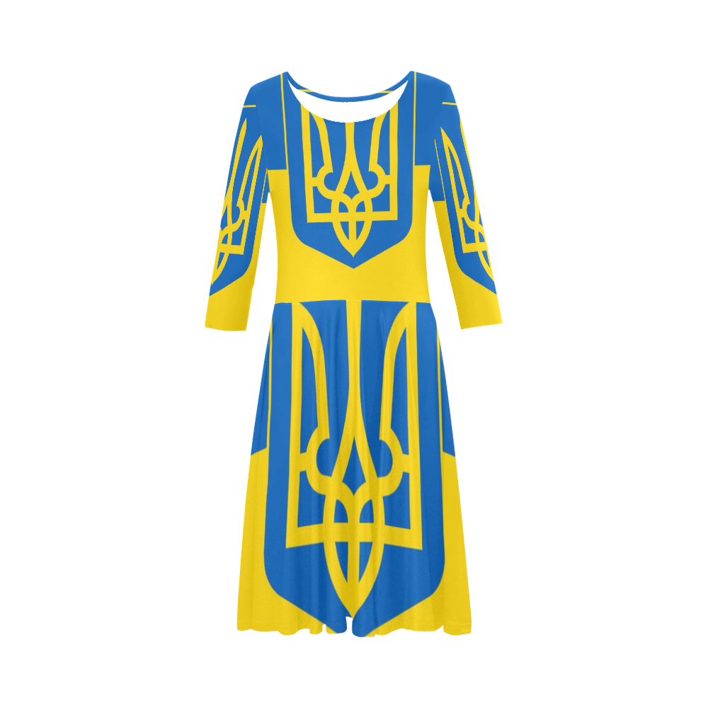 UKRAINE Elbow Sleeve Ice Skater Dress (D20)