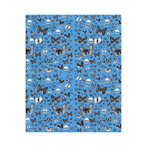 Skulls & butterflies on Blue Duvet Cover 86"x70" ( All-over-print)