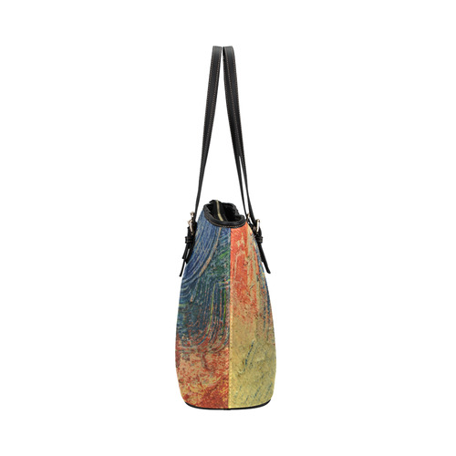 3 colors paint Leather Tote Bag/Large (Model 1651)