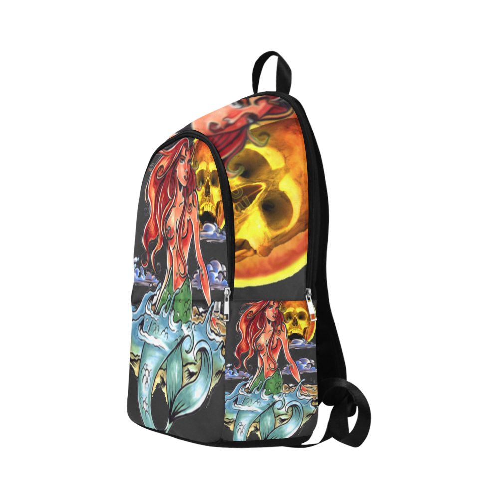Mermaid with skull moon Fabric Backpack for Adult (Model 1659)