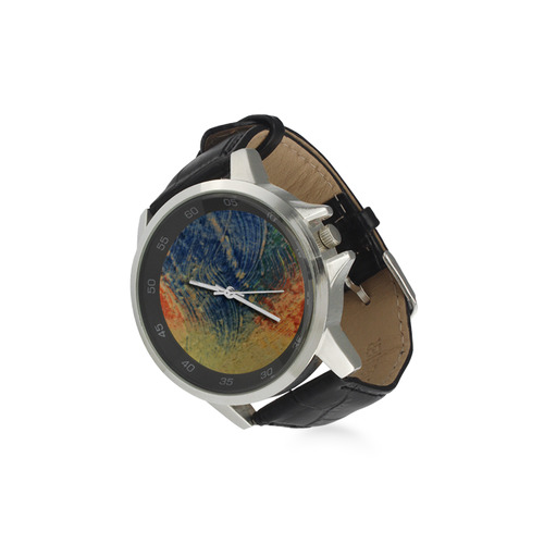 3 colors paint Unisex Stainless Steel Leather Strap Watch(Model 202)