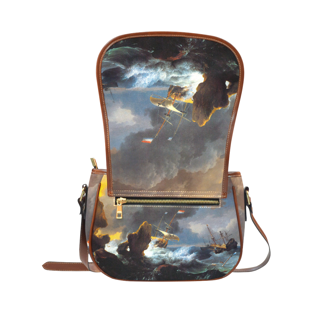 Ships in Distress off a Rocky Coast Saddle Bag/Large (Model 1649)