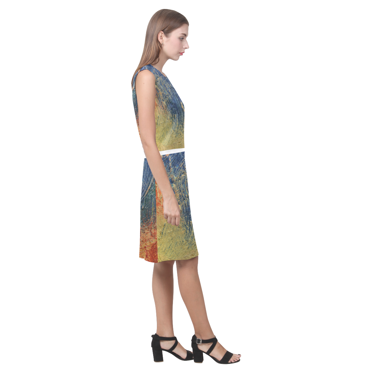 3 colors paint Eos Women's Sleeveless Dress (Model D01)