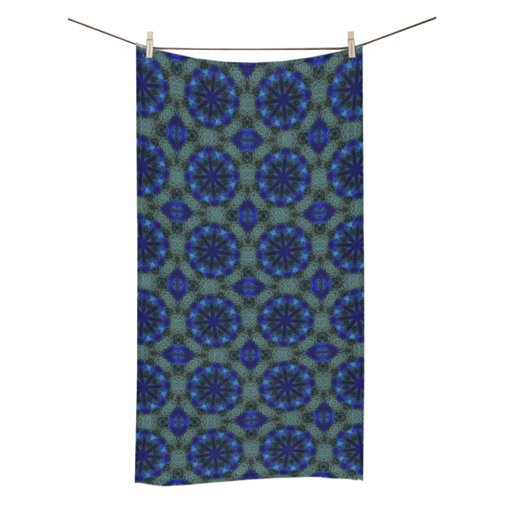 Teal Blue and Green Geometric Bath Towel 30"x56"
