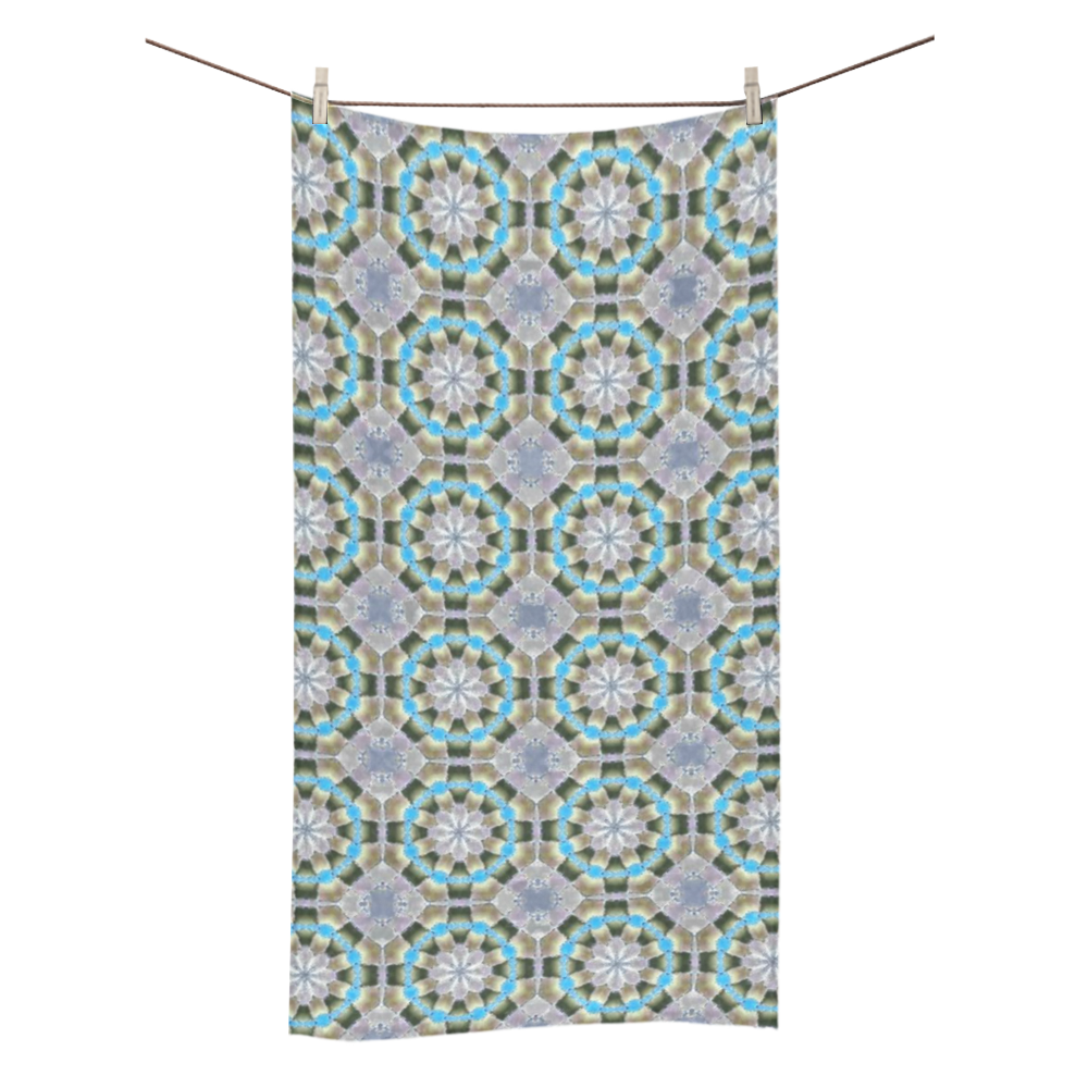 Gray Green and Blue Abstract Bath Towel 30"x56"