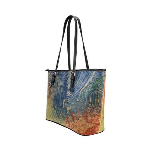 3 colors paint Leather Tote Bag/Large (Model 1651)