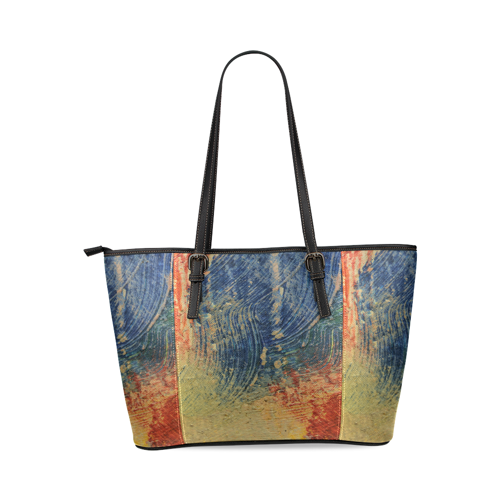 3 colors paint Leather Tote Bag/Large (Model 1640)