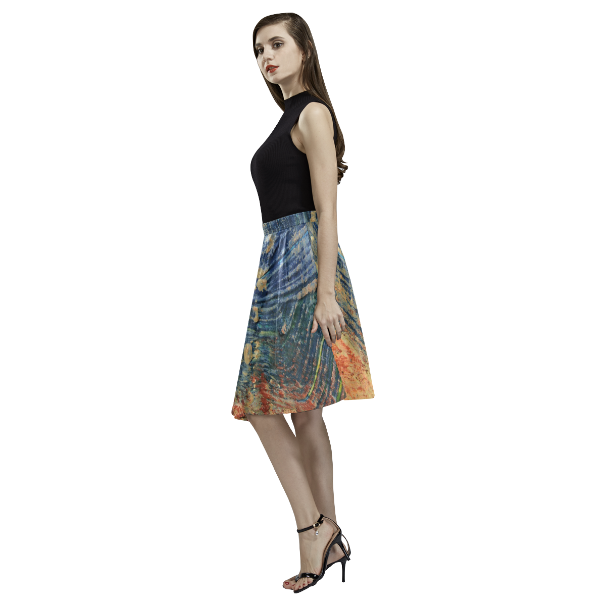 3 colors paint Melete Pleated Midi Skirt (Model D15)