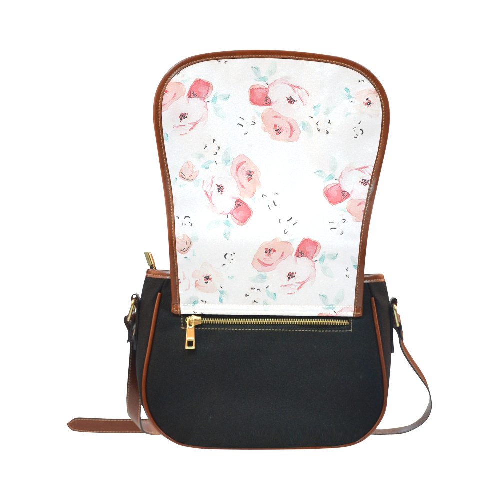floral pattern Saddle Bag/Small (Model 1649)(Flap Customization)