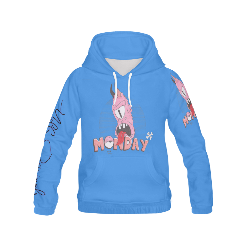 Monday blue All Over Print Hoodie for Women (USA Size) (Model H13)
