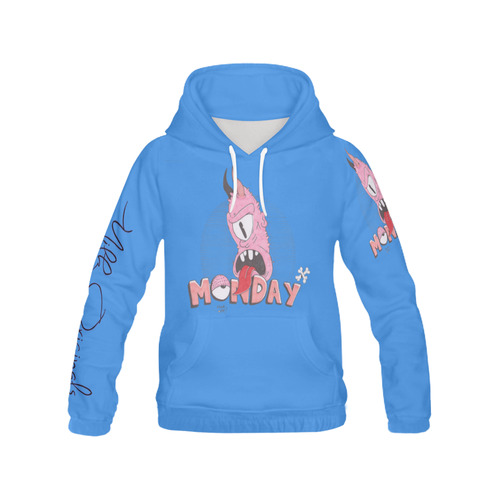 Monday blue All Over Print Hoodie for Women (USA Size) (Model H13)