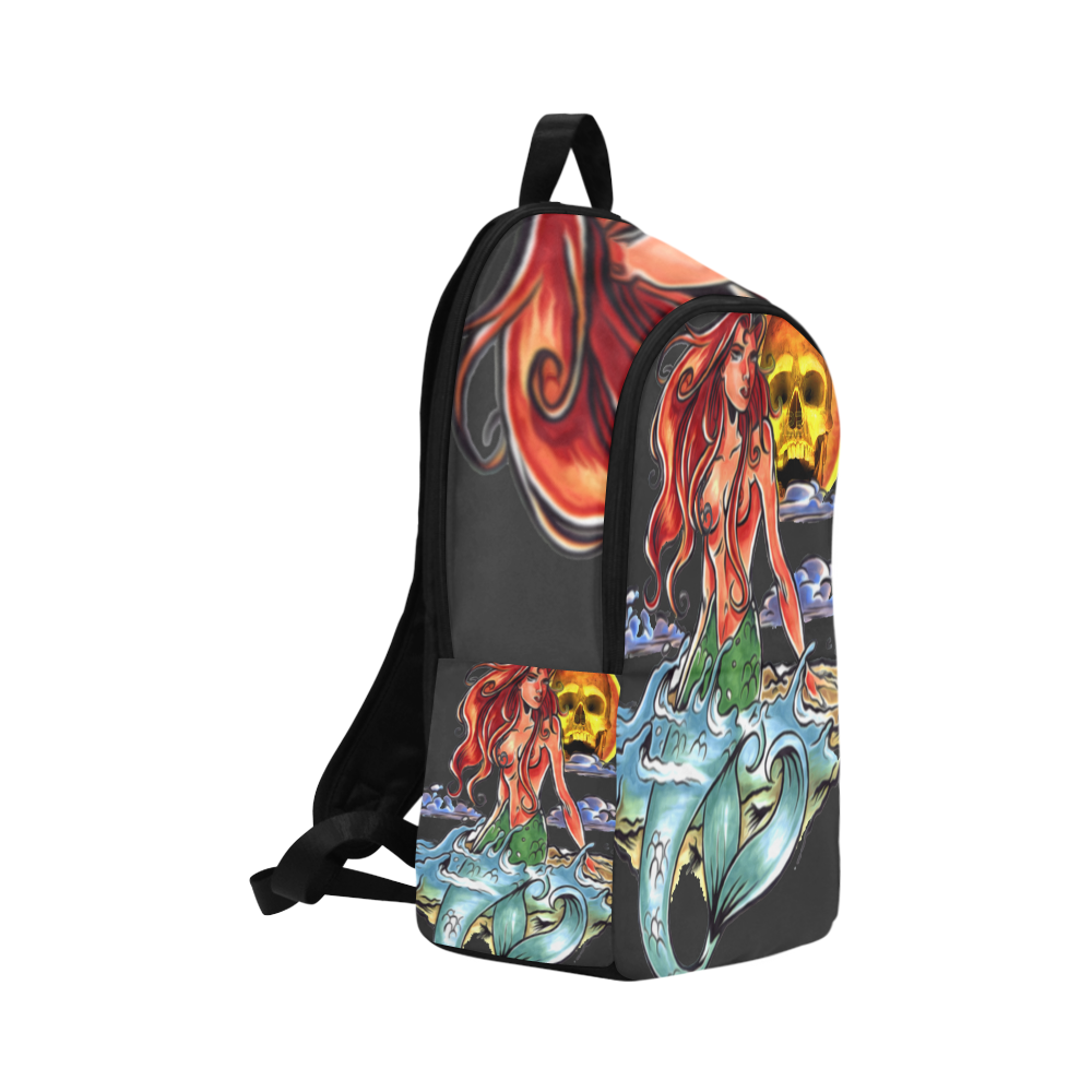 Mermaid with skull moon Fabric Backpack for Adult (Model 1659)