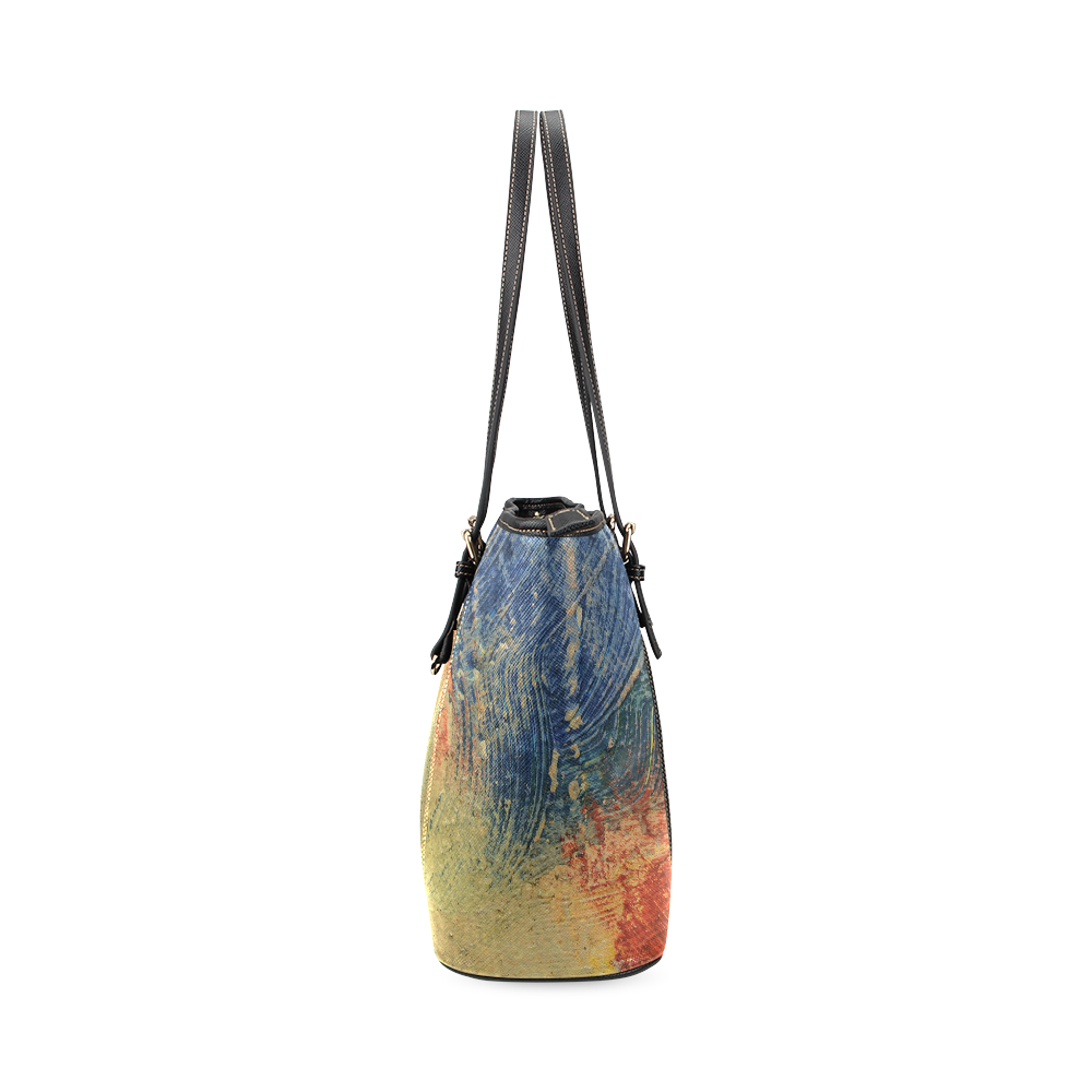 3 colors paint Leather Tote Bag/Large (Model 1640)