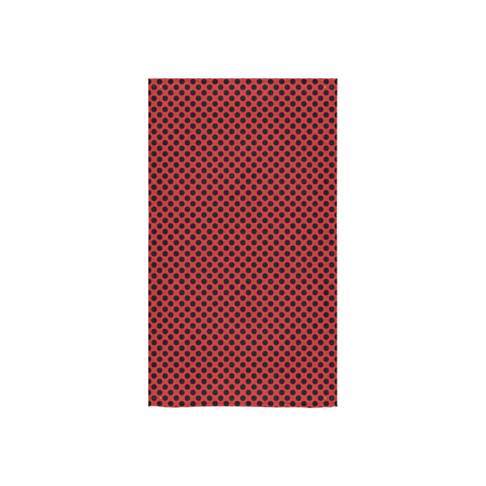 Flame Scarlet and Black Polka Dots Custom Towel 16"x28"